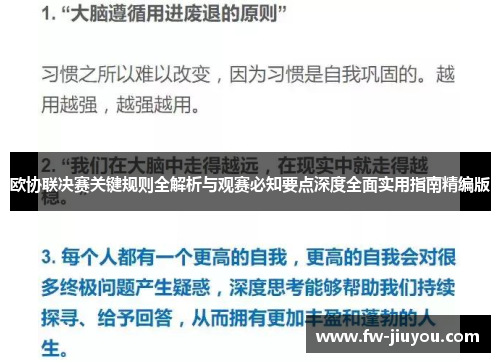 欧协联决赛关键规则全解析与观赛必知要点深度全面实用指南精编版